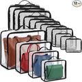 Hsei 12 Pcs Clear Dust Bags For Handbags 4-Sizes Fits Mini Wallets Oversized Tote Bags PVC Waterproof Purse Storage Organizers for Luxury Bag Soft Stand-Up with Zipper Handle for Closet Hanging